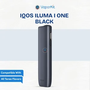 IQOS ILUMA i One Black compact heated tobacco system with modern ergonomic design