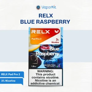 RELX Pod Pro 2 Blue Raspberry 3% vape pod pack with 1.9ml nicotine pod packaging