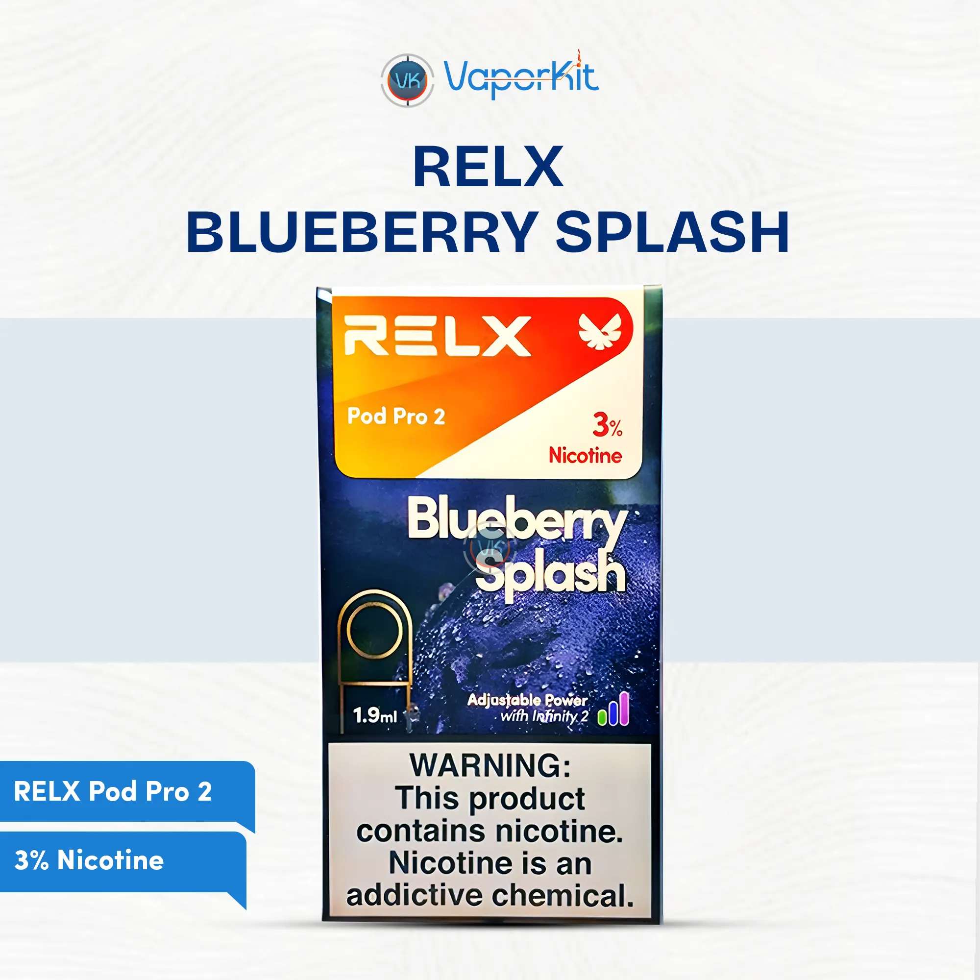 RELX Pod Pro 2 Blueberry Splash 3% pre-filled vape pod pack