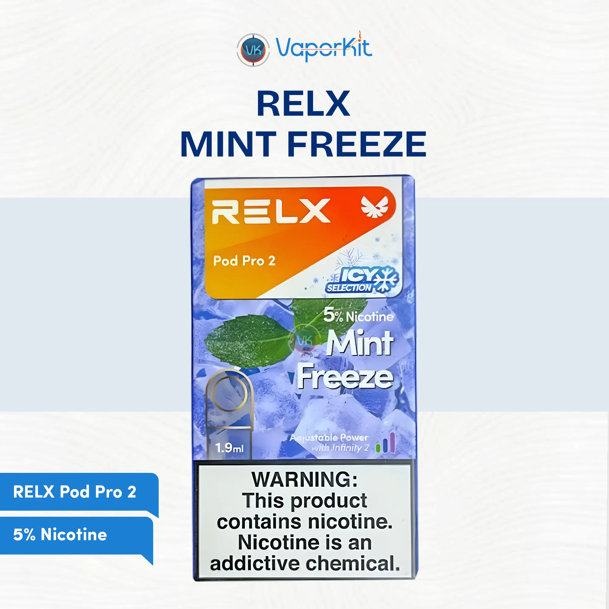 Relx Pod Pro 2 Mint Freeze 5% refreshing mint flavor pod