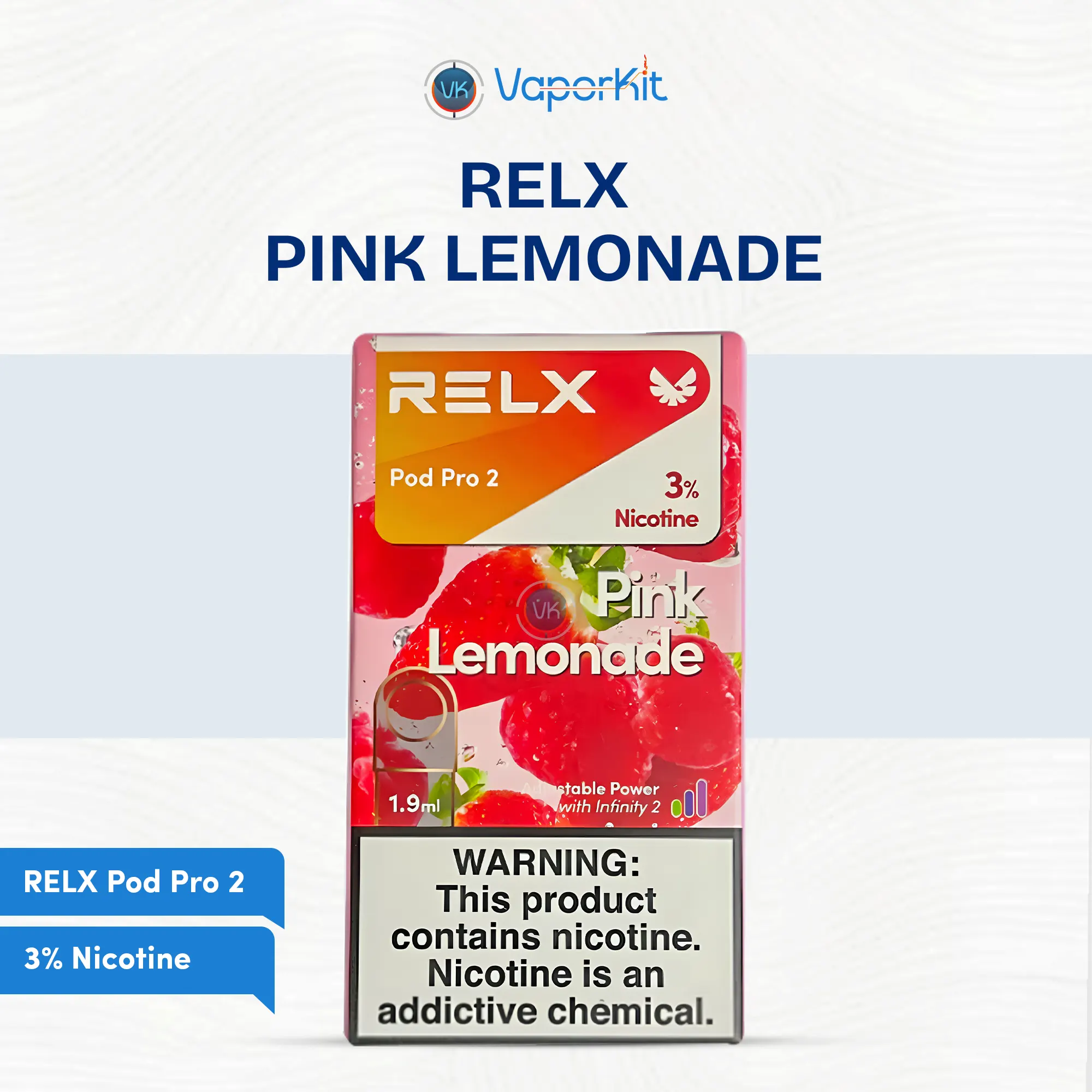 RELX Pod Pro 2 Pink Lemonade 3% nicotine vape pod in Dubai UAE