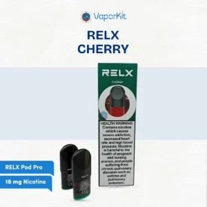 RELX Pod Pro Cherry 18mg prefilled cherry flavor pod for RELX devices with 18mg nicotine and smooth sweet taste in Dubai UAE