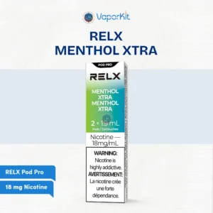 RELX Pod Pro Menthol Xtra 18mg pods with strong cooling menthol flavor