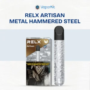RELX Artisan Metal Hammered Steel vape device UAE with leather accents