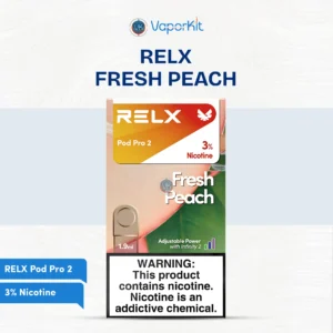 Buy RELX Pod Pro 2 Fresh Peach 3% pods online with compatible RELX devices and smooth vaping